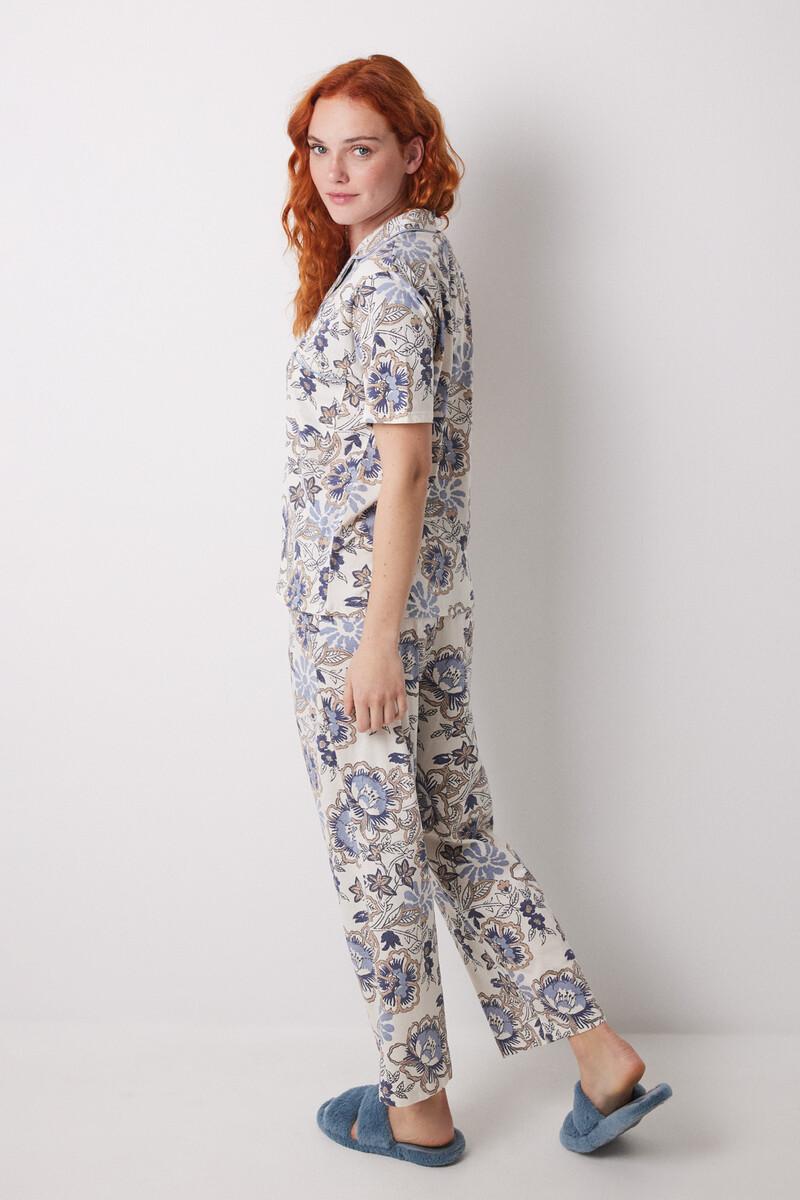 women'secret Pijama camisero Capri 100% algodón flores Envío internacional gratuito