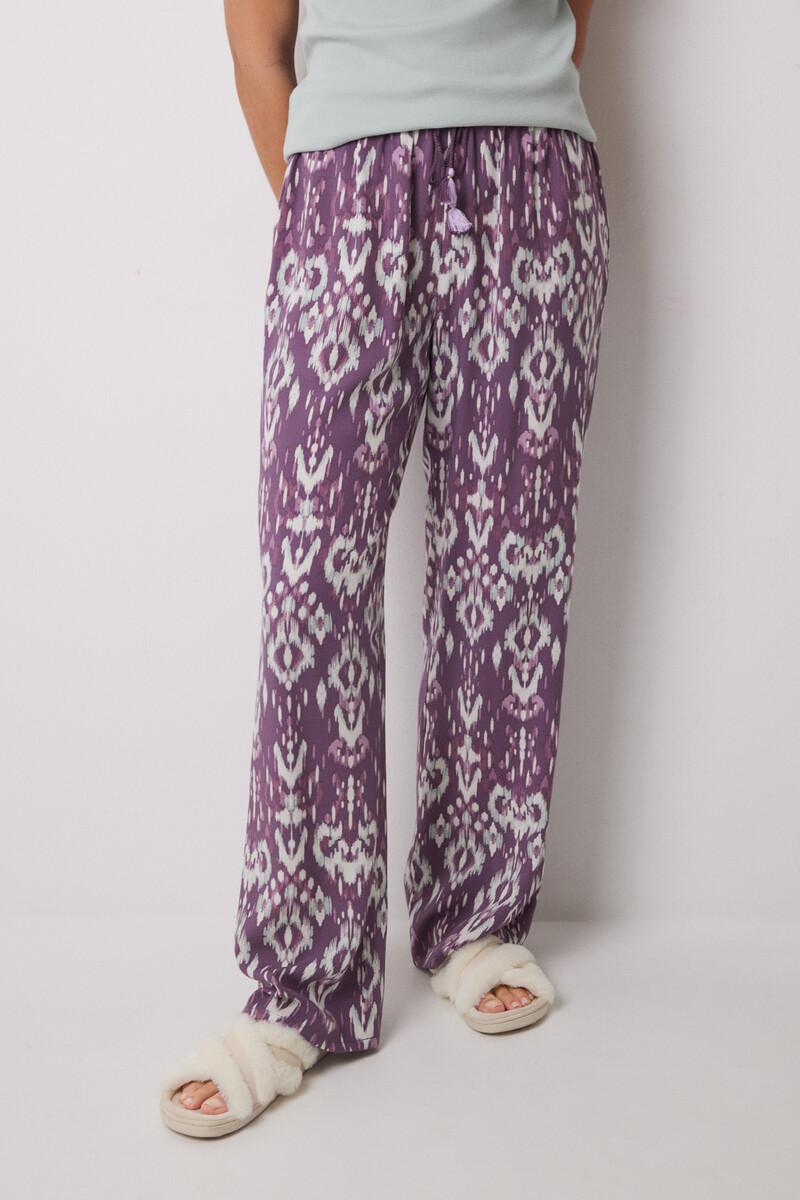 women'secret Pantalón largo viscosa estampado ikat Tienda de fábrica
