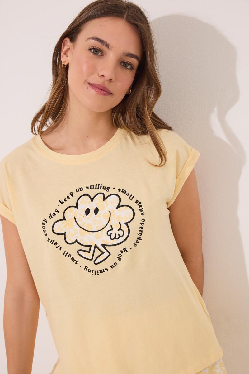 women'secret Pijama corto algodón Smiley amarillo Precios de Black Friday