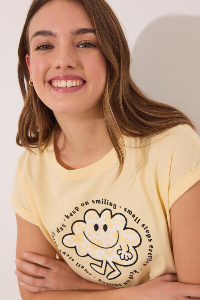 women'secret Pijama corto algodón Smiley amarillo Precios de Black Friday
