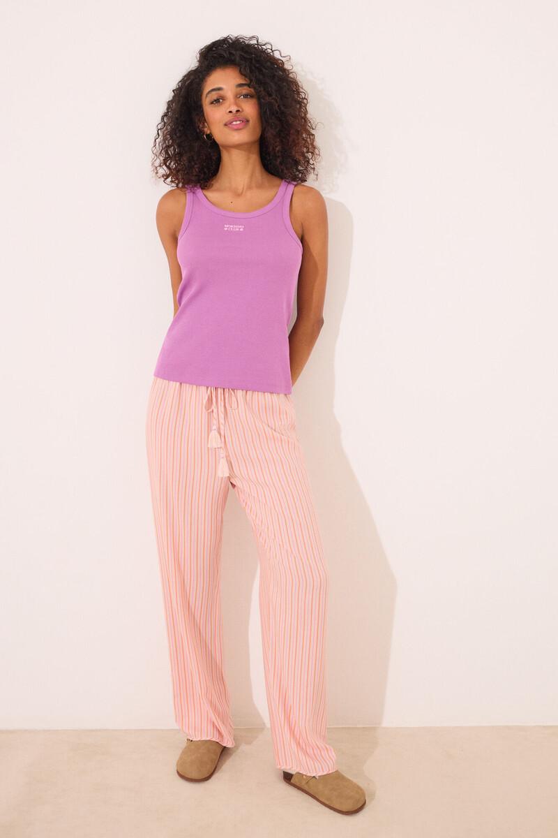 women'secret Camiseta tirantes canalé morado Oferta exclusiva