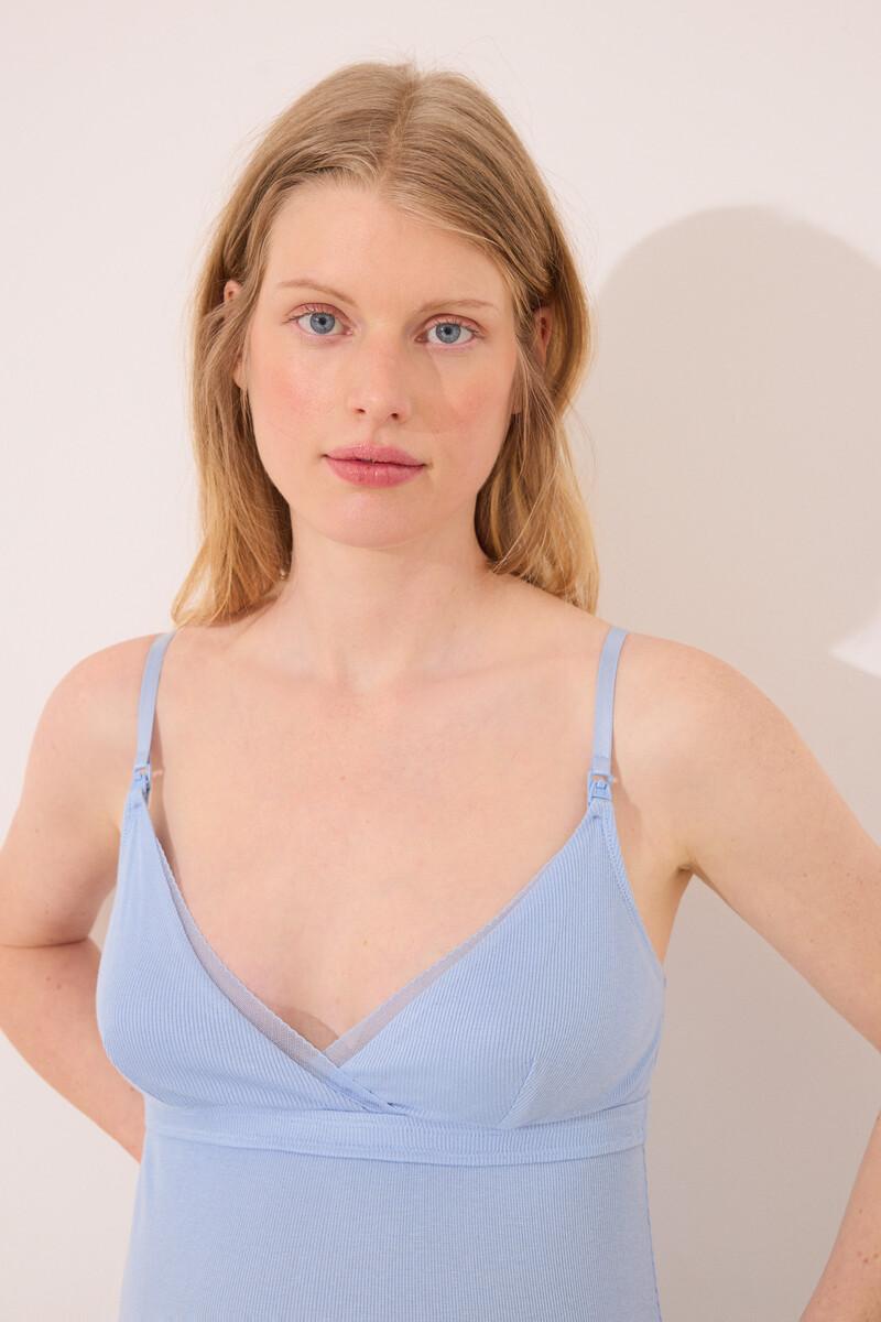 women'secret Camisón corto "maternity" viscosa azul Ofertas de temporada