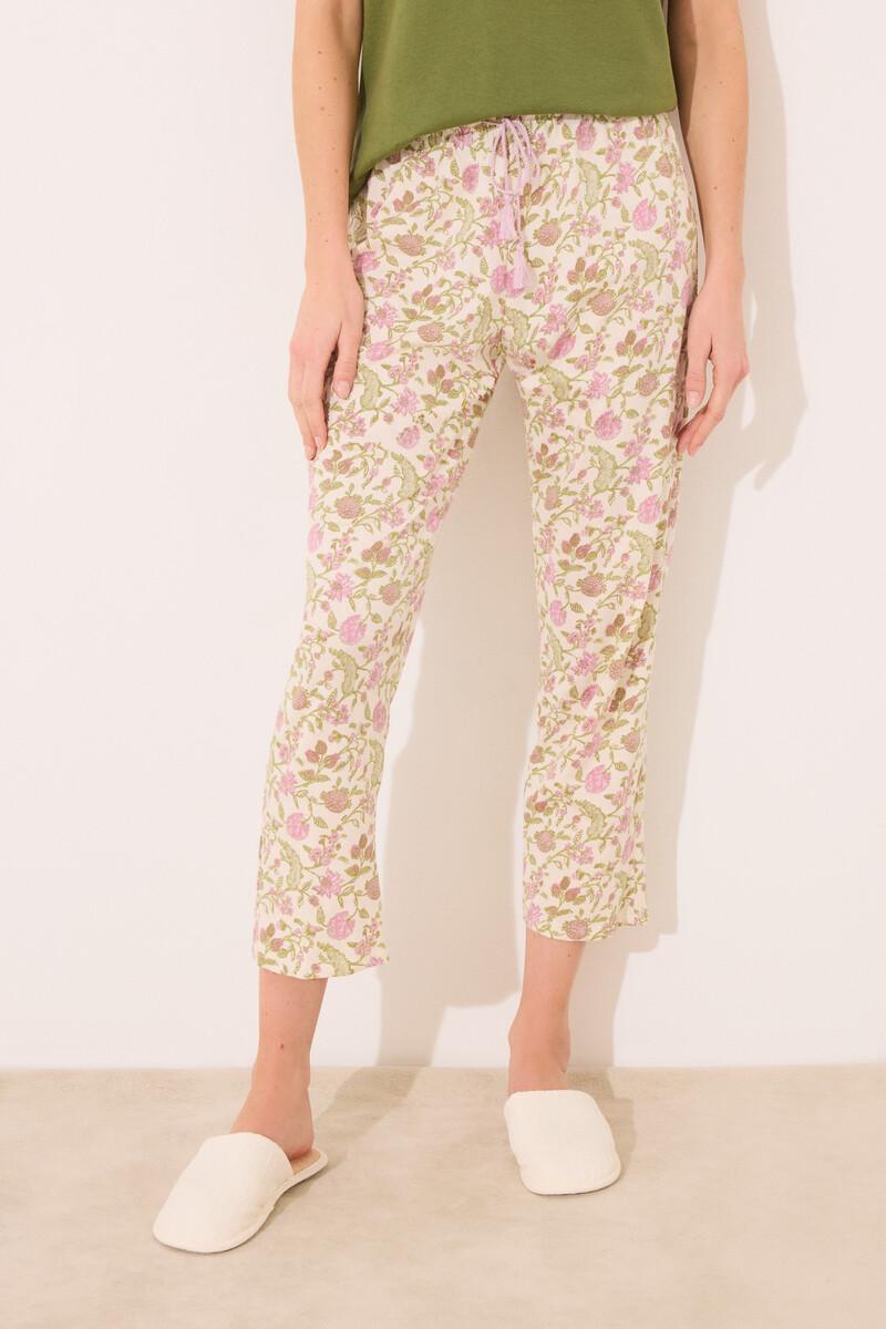 women'secret Pantalón largo carrot 100% algodón flores Devoluciones gratuitas
