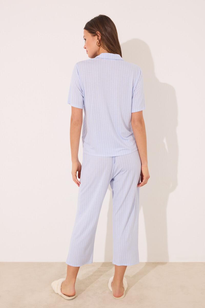 women'secret Pijama camisero Capri viscosa azul rayas En línea