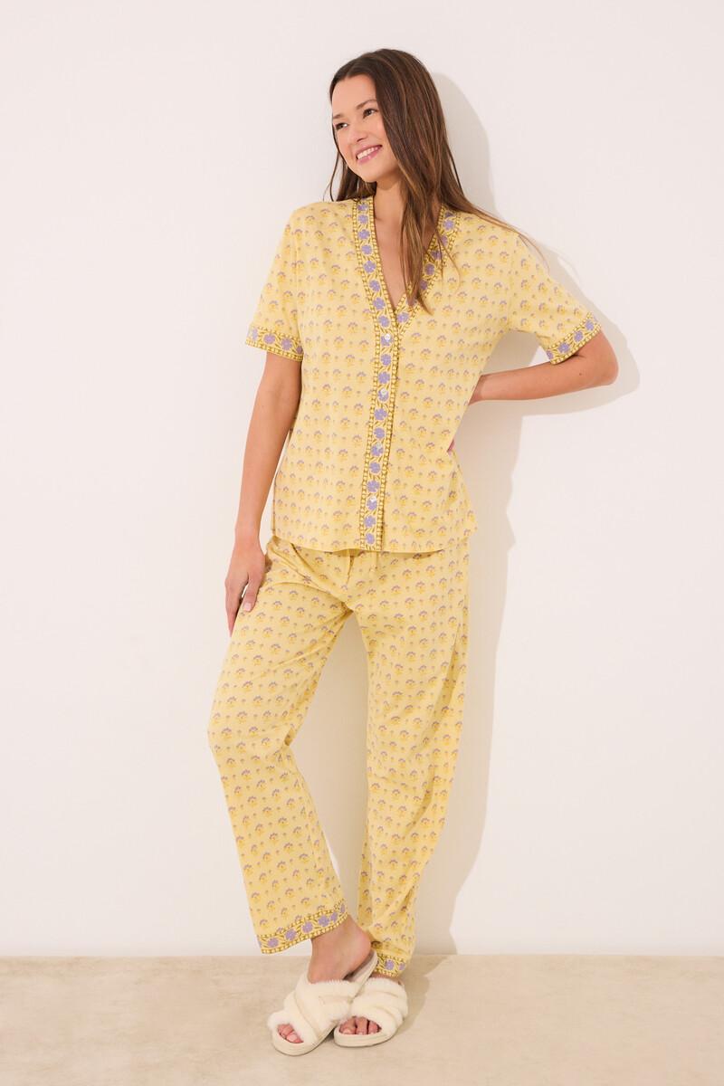 women'secret Pijama 100% algodón amarillo print flores Outlet