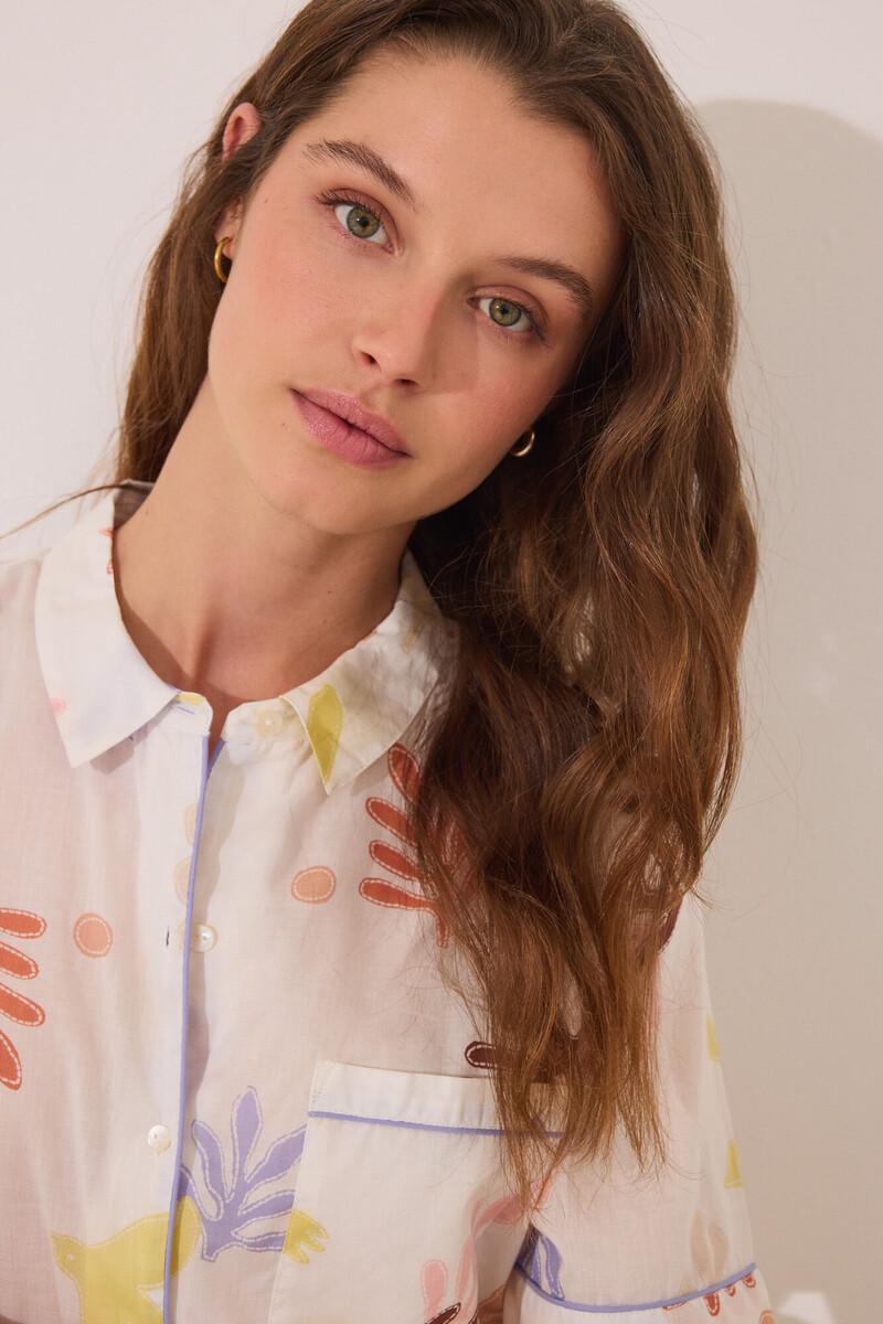 women'secret Pijama camisero corto viscosa allover hojas Outlet online