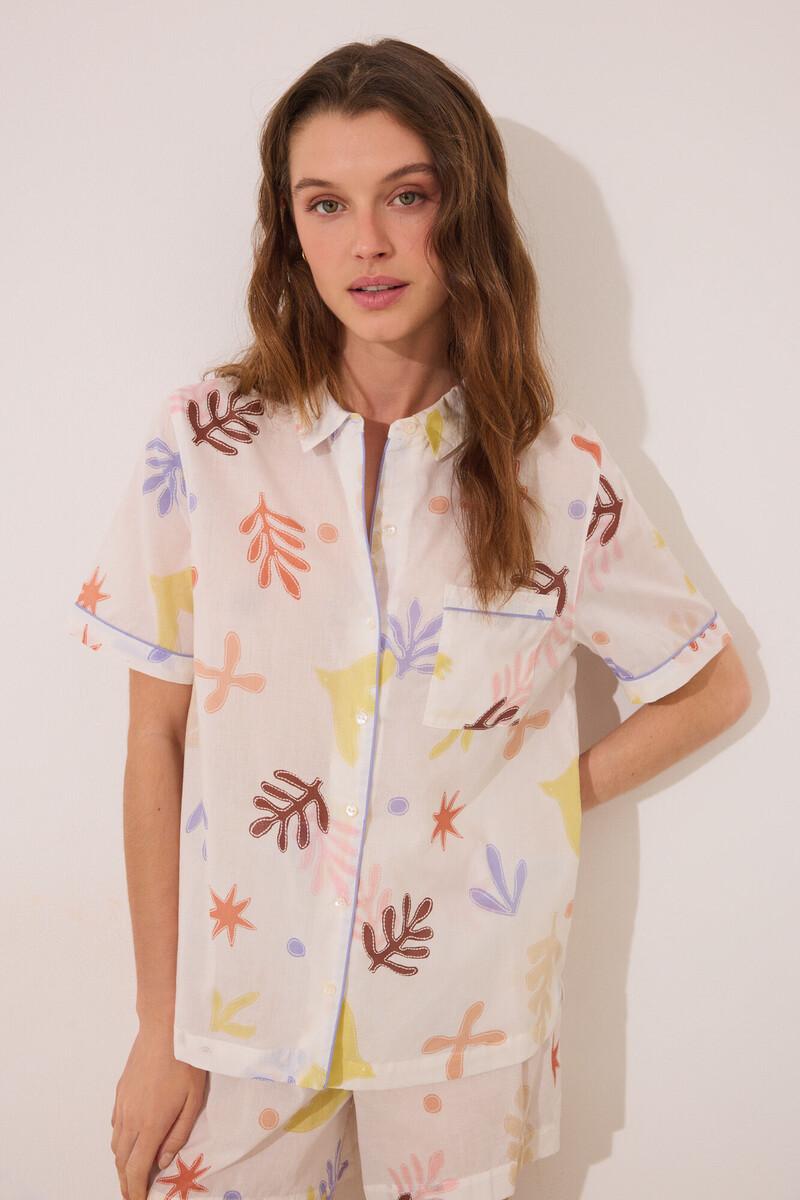 women'secret Pijama camisero corto viscosa allover hojas Outlet online