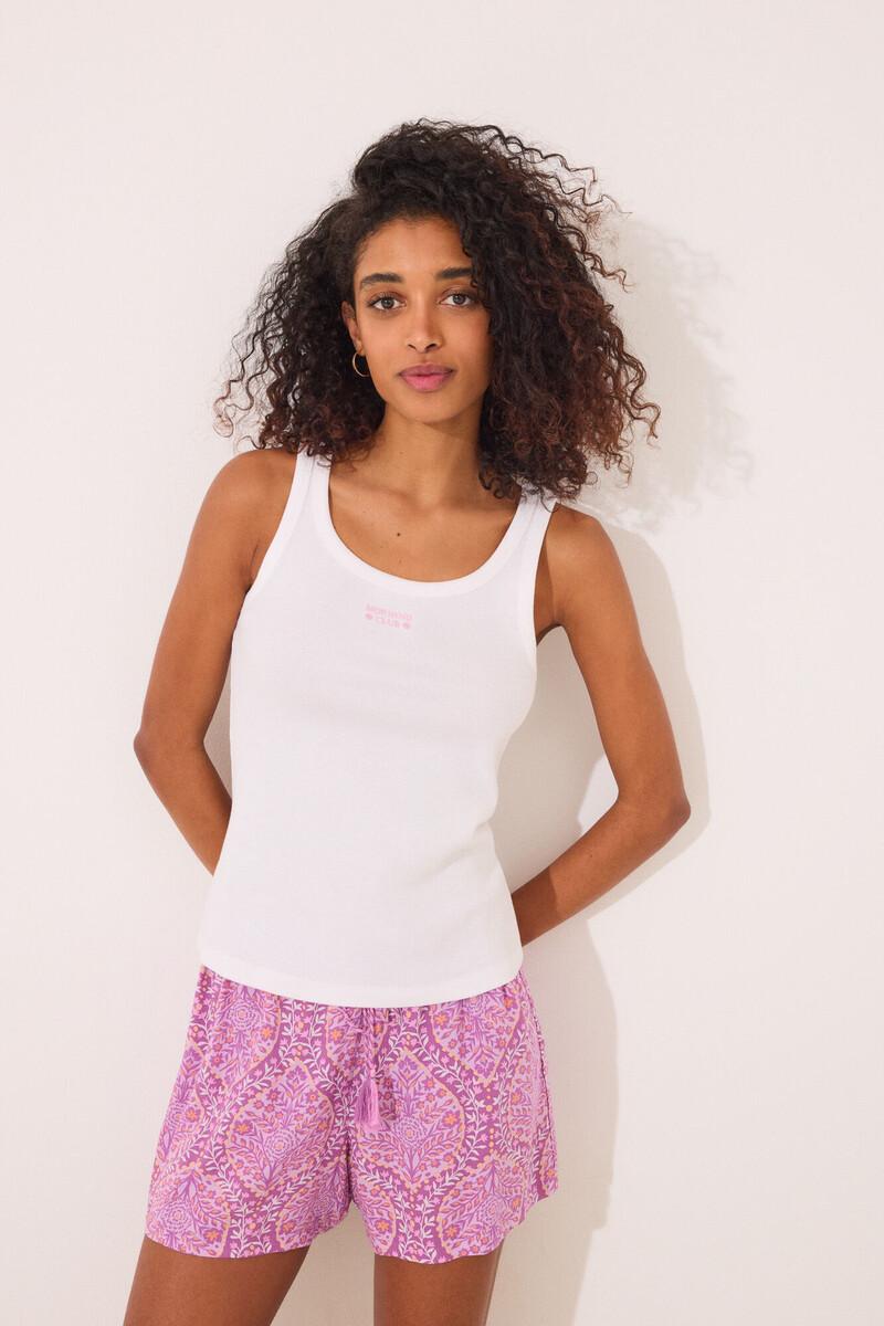 women'secret Camiseta tirantes canalé blanco Rebajas