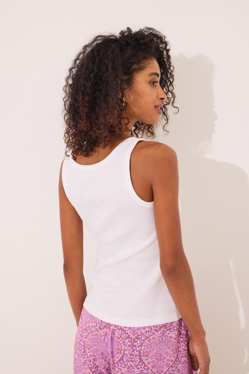 women'secret Camiseta tirantes canalé blanco Rebajas
