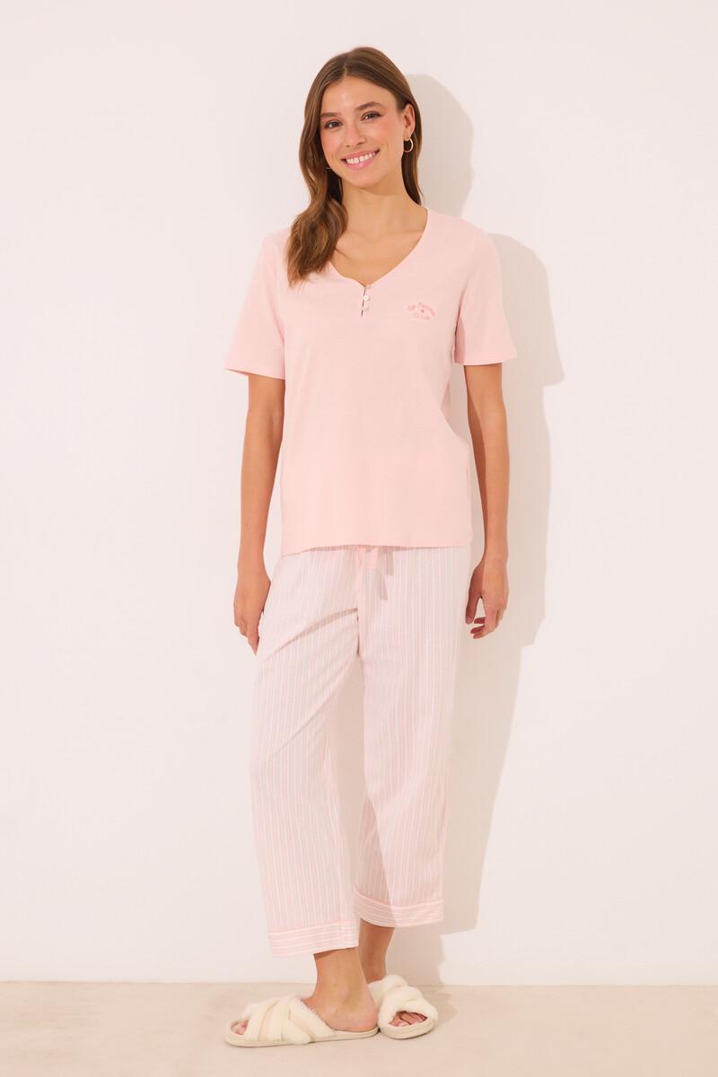 women'secret Pijama Capri 100% algodón naranja rayas Rebajas baratas
