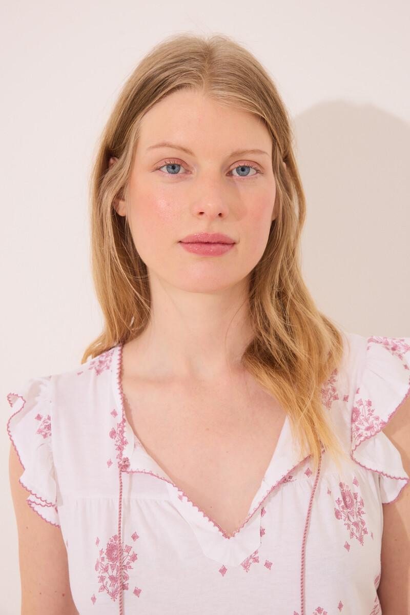 women'secret Camisón corto "maternity" blanco estampado floral Rebajas de fábrica