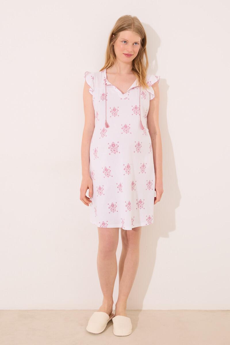 women'secret Camisón corto "maternity" blanco estampado floral Rebajas de fábrica