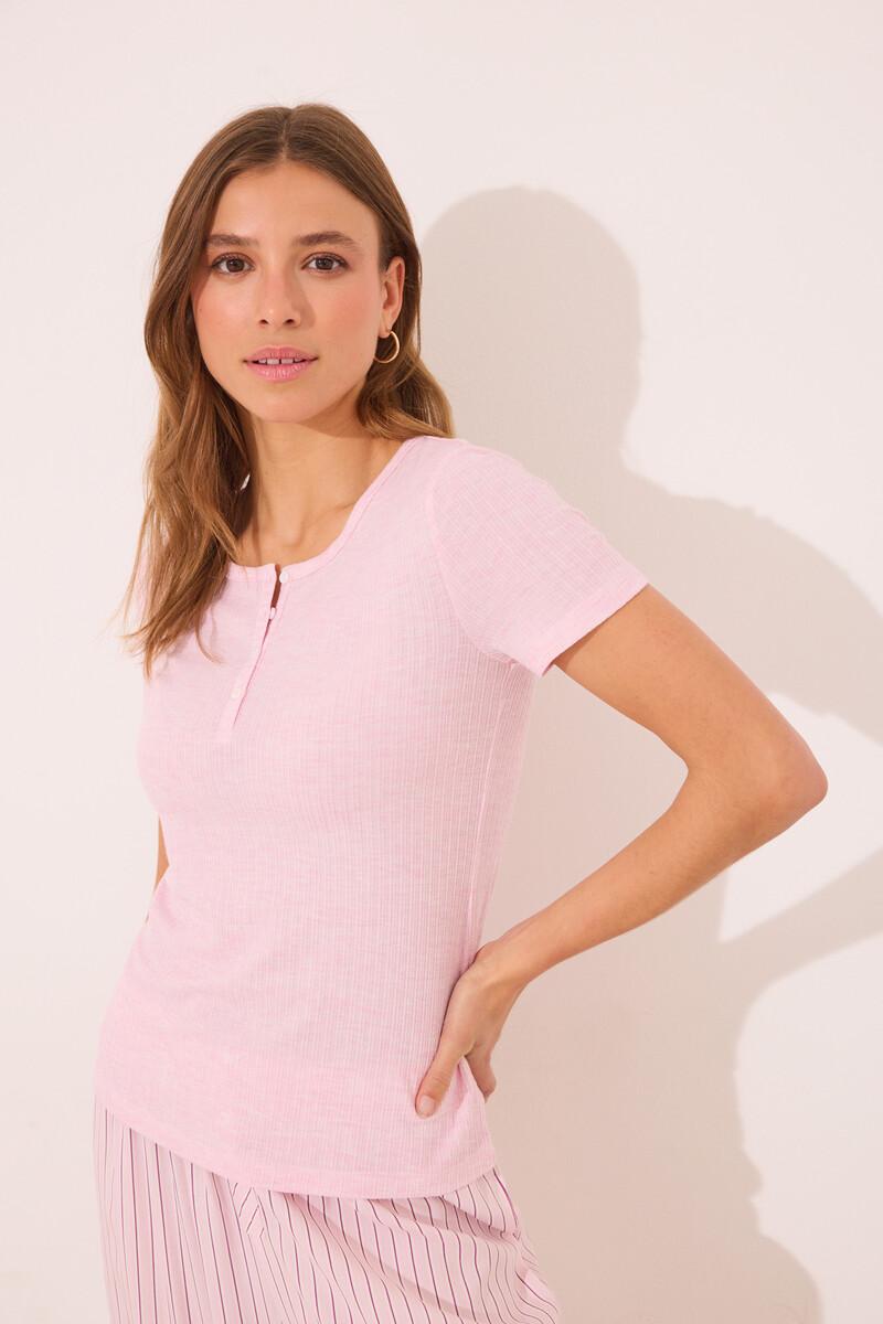 women'secret Pijama viscosa canalé rosa rayas Último día