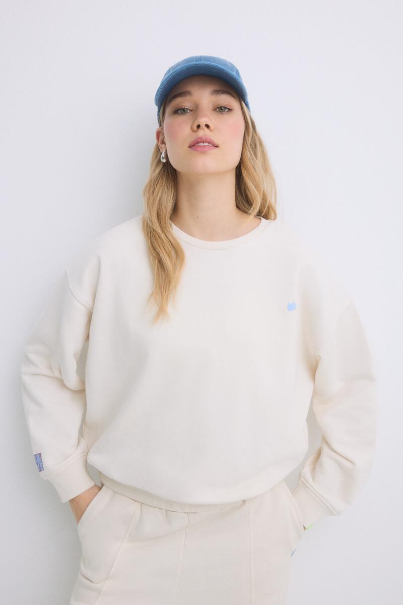 women'secret Sudadera felpa algodón marfil