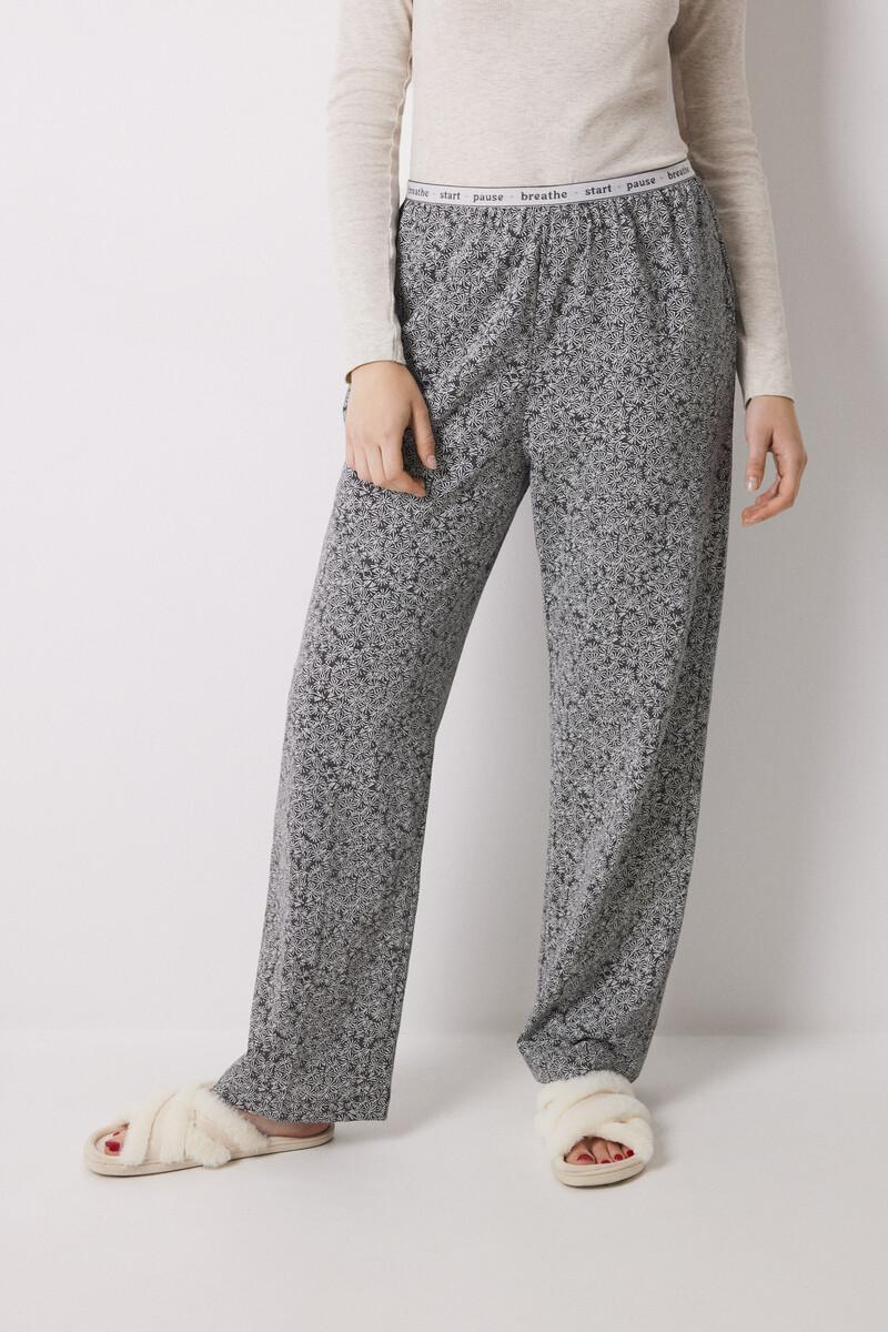 women'secret Pantalón largo estampado flores verdes Grandes descuentos