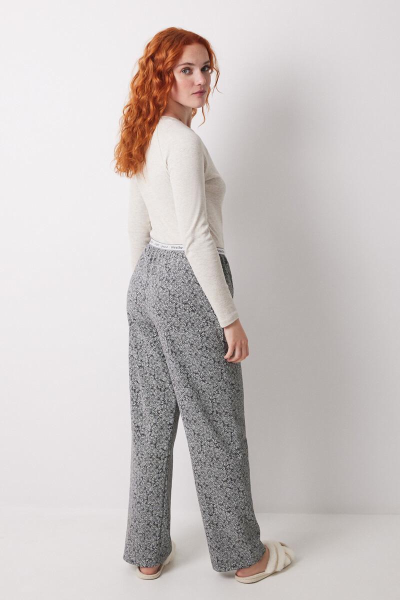 women'secret Pantalón largo estampado flores verdes Grandes descuentos