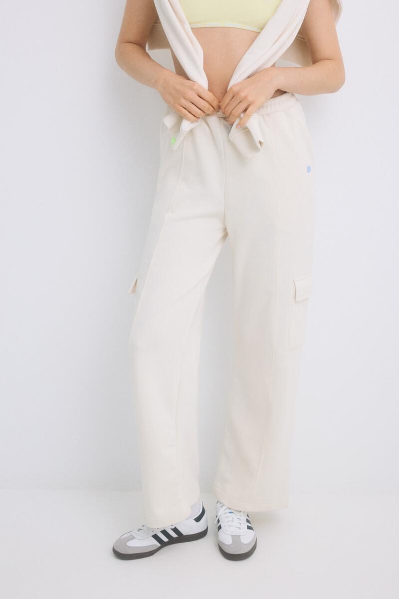 women'secret Pantalón largo flare felpa marfil Liquidación