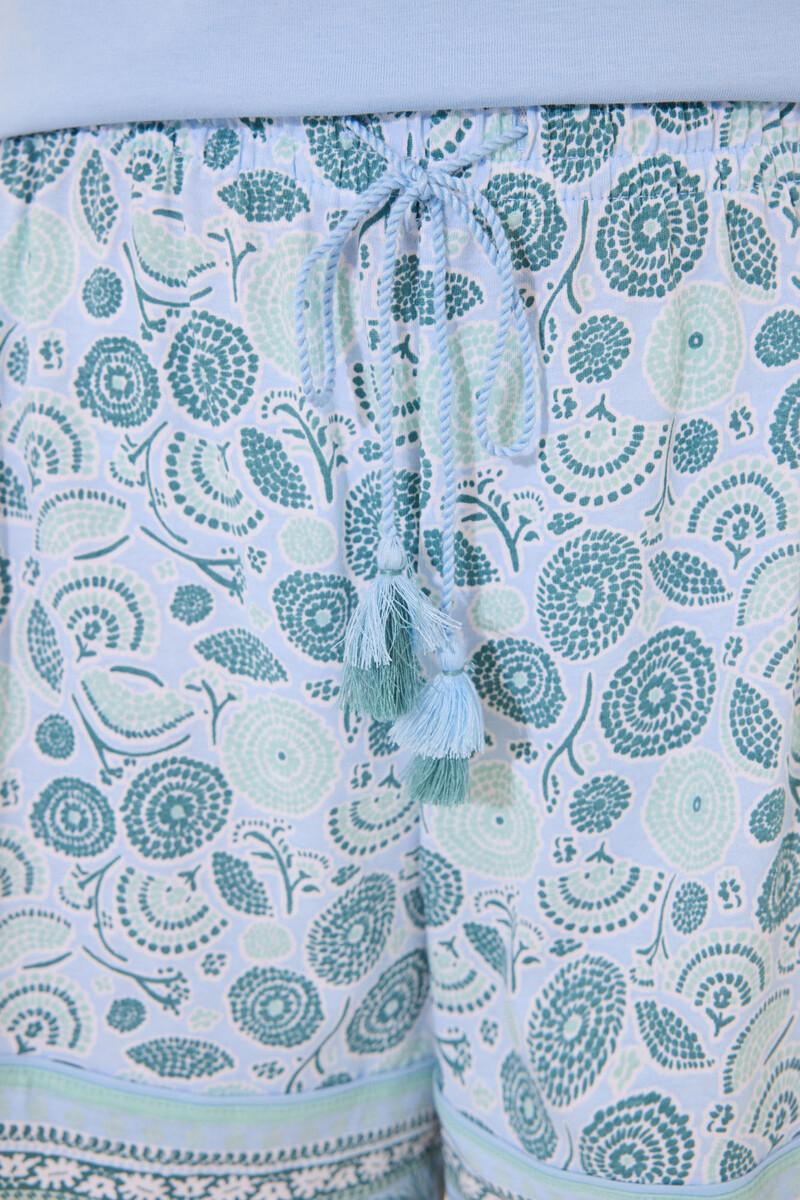women'secret Pijama corto 100% algodón azul flores Tienda de fábrica