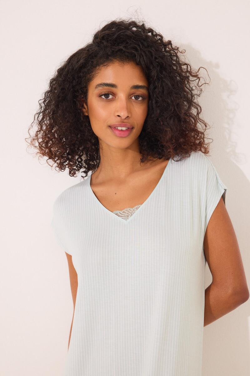 women'secret Camisón midi viscosa verde rayas Limitado a 3 días