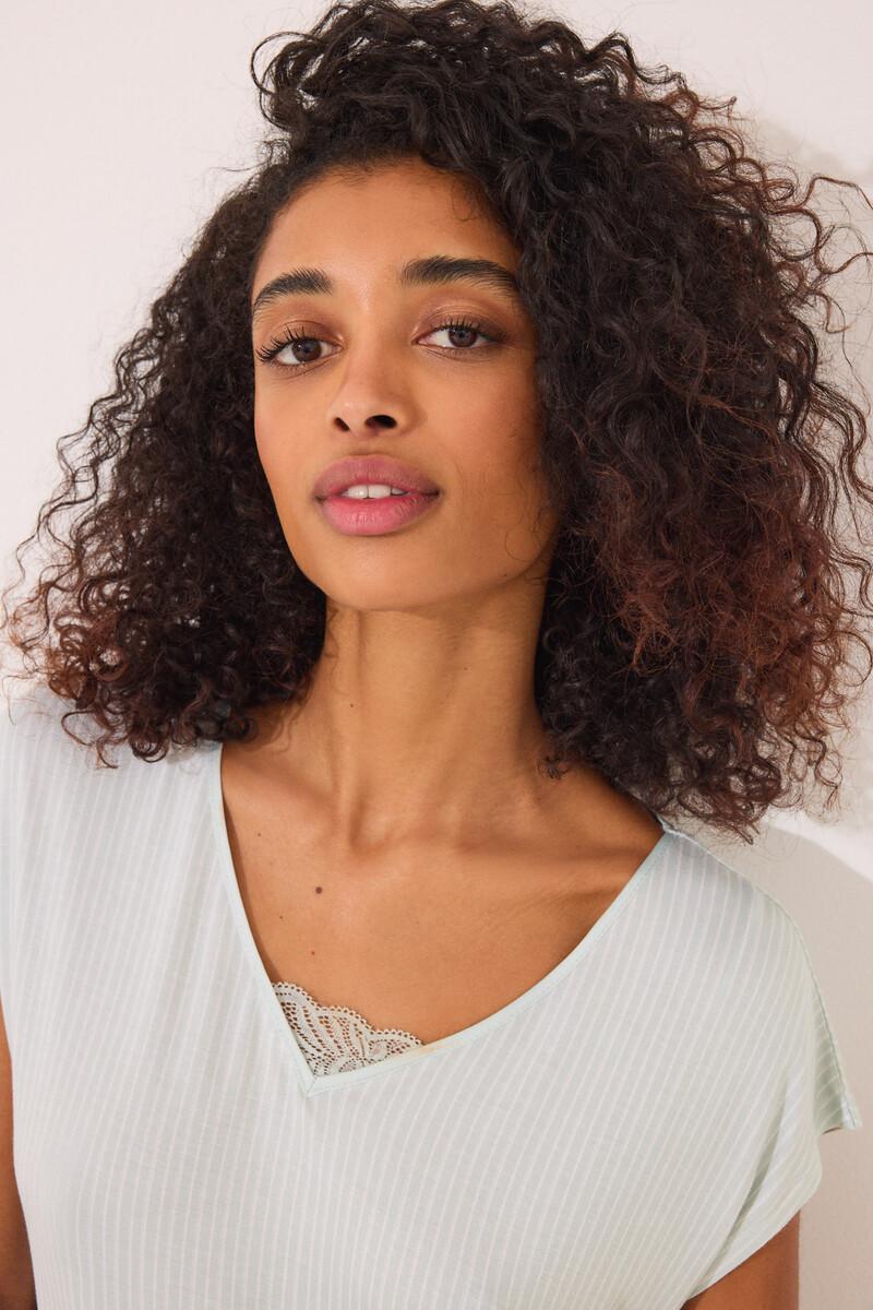 women'secret Camisón midi viscosa verde rayas Limitado a 3 días