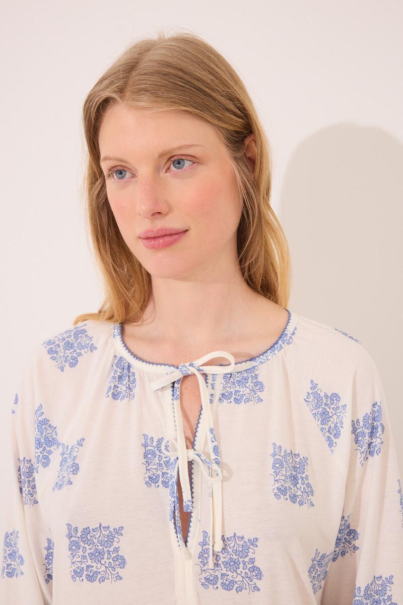 women'secret Camisón corto "maternity" blanco estampado boho Precios de Black Friday