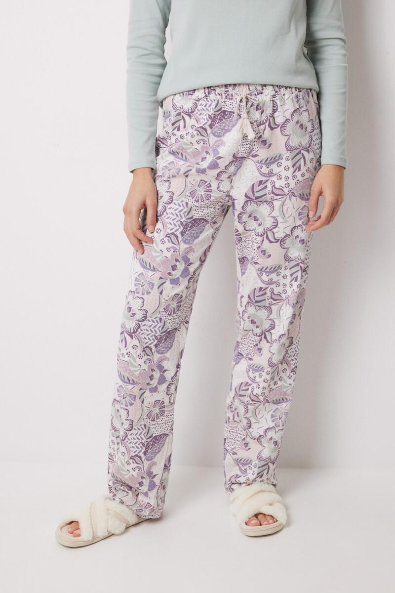 women'secret Pantalón largo 100% algodón flores En oferta