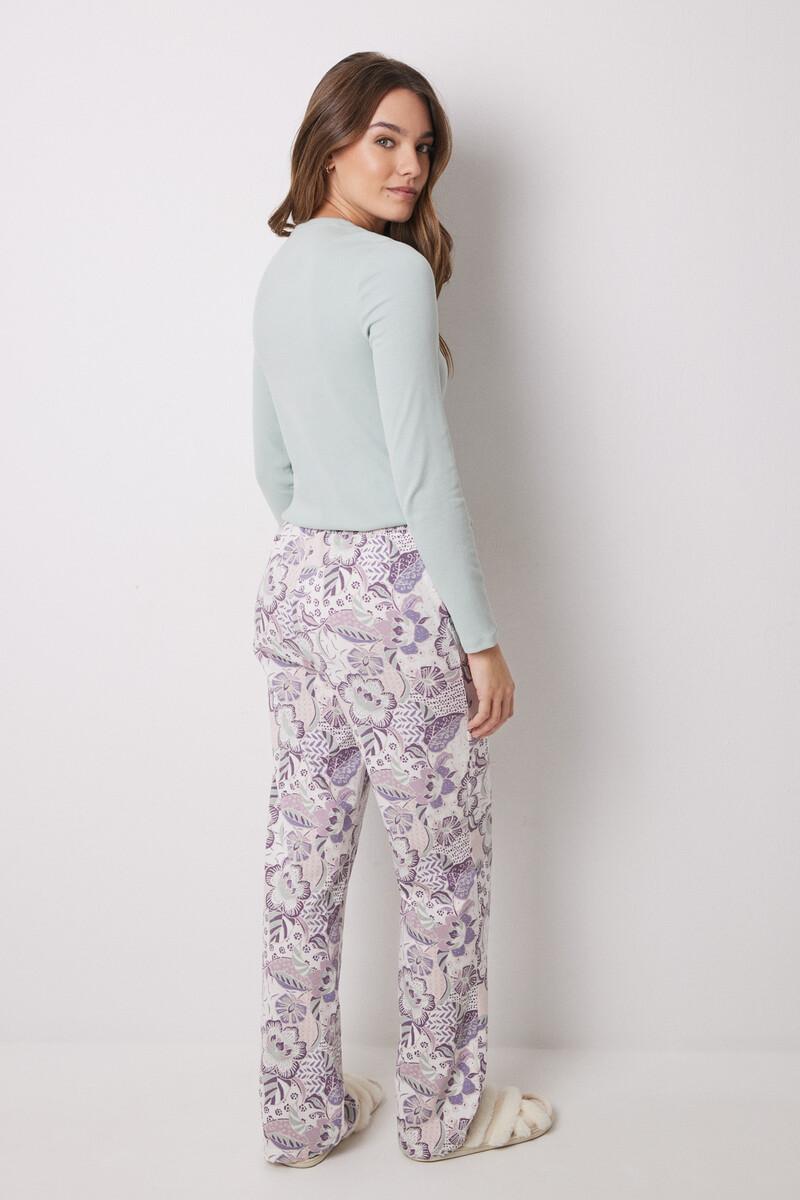 women'secret Pantalón largo 100% algodón flores En oferta