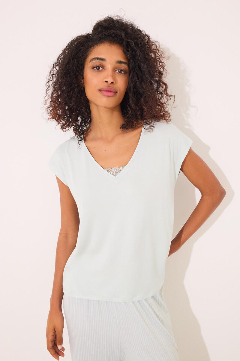 women'secret Pijama Capri viscosa verde rayas Descuentos del mes