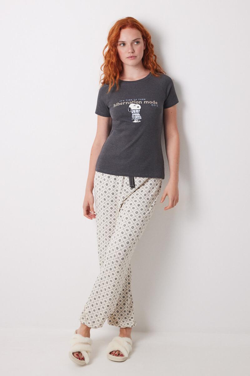women'secret Camiseta manga corta canalé Snoopy Grandes ahorros