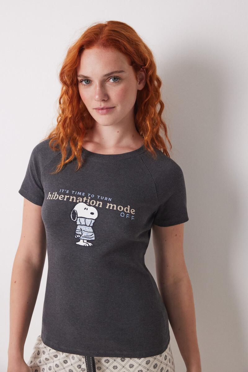 women'secret Camiseta manga corta canalé Snoopy Grandes ahorros