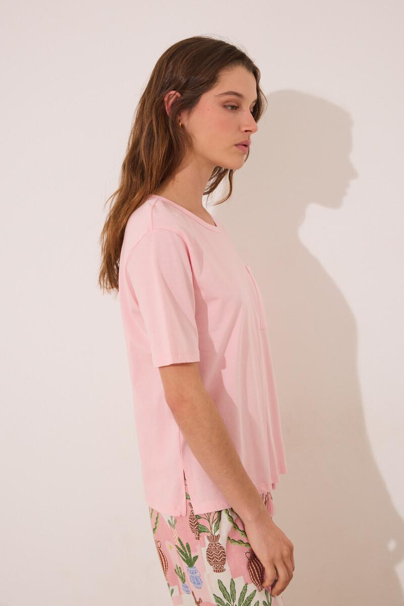 women'secret Pijama Capri 100% algodón rosa macetas Outlet online