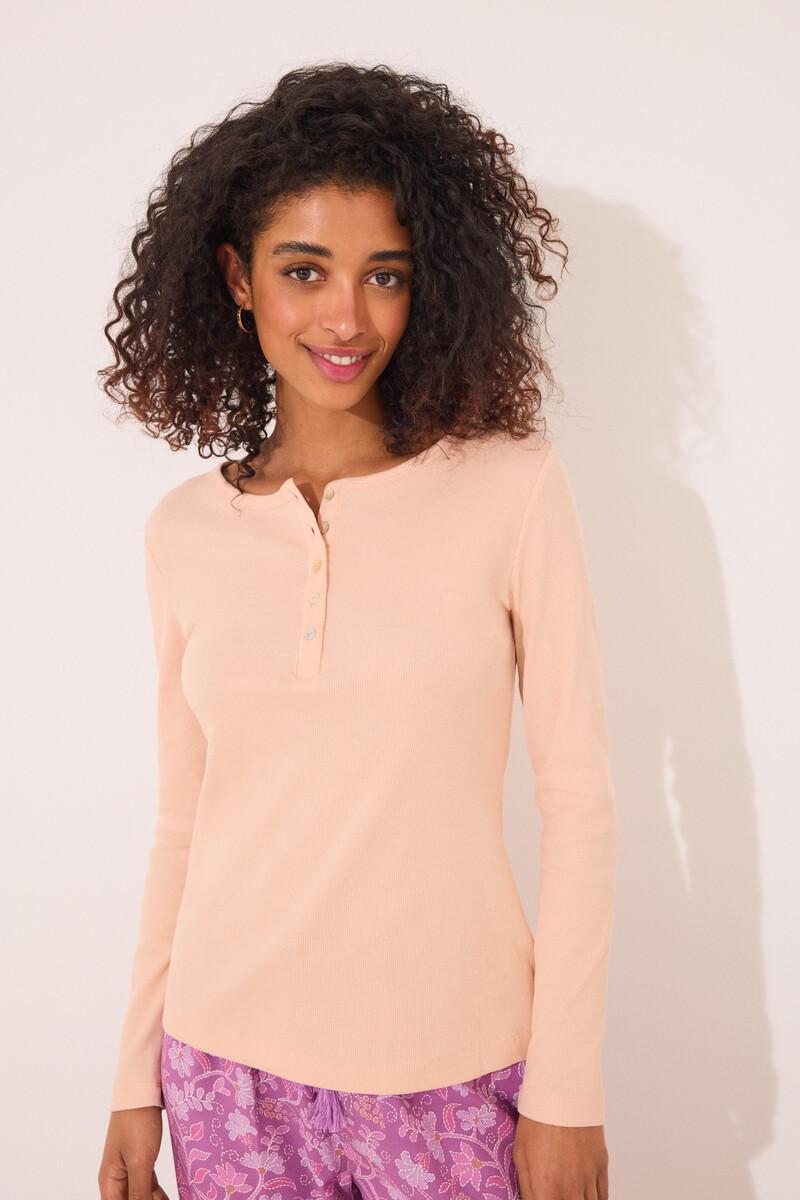 women'secret Camiseta manga larga canalé naranja Rebajas