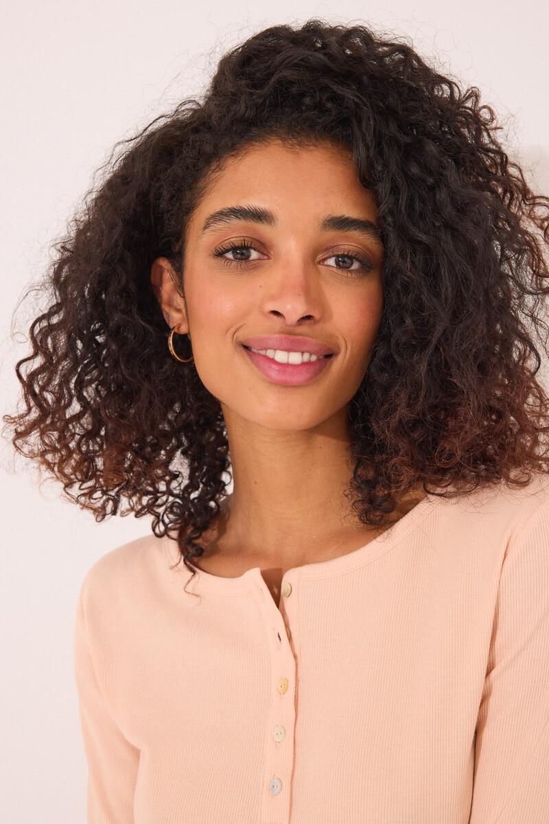women'secret Camiseta manga larga canalé naranja Rebajas
