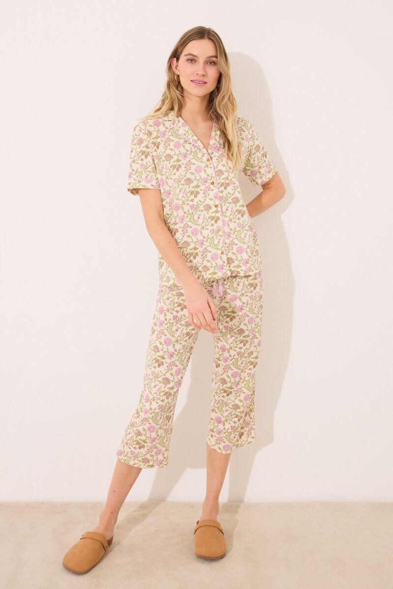 women'secret Pijama camisero 100% algodón estampado flores Gran oferta