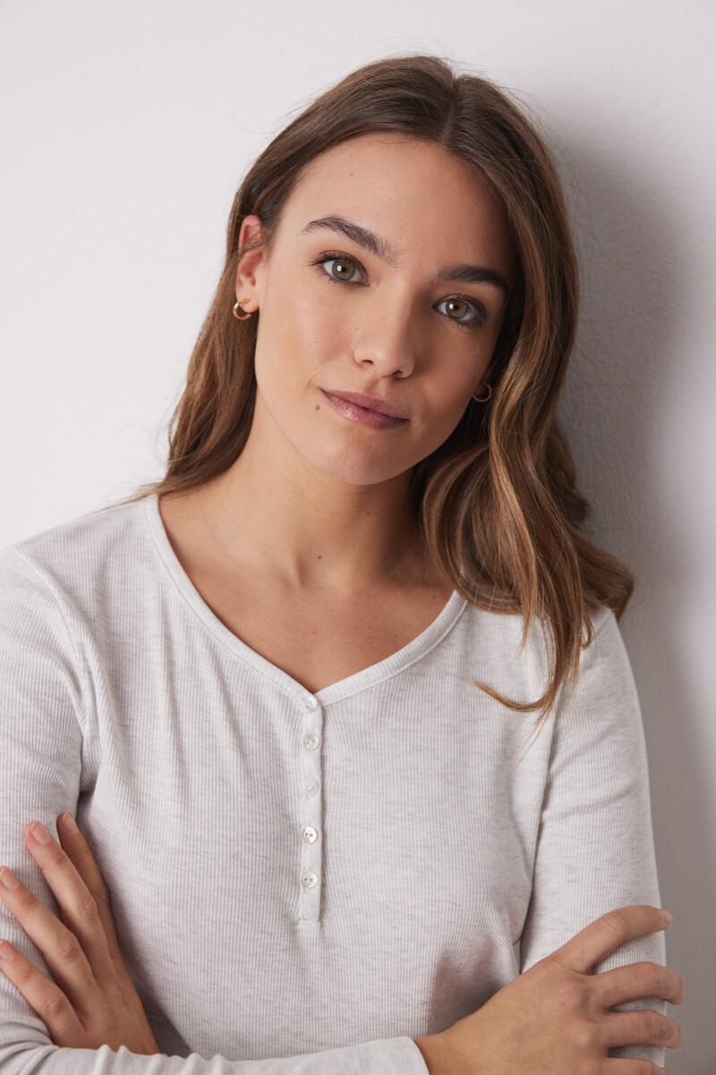 women'secret Camiseta manga larga canalé gris Los más vendidos