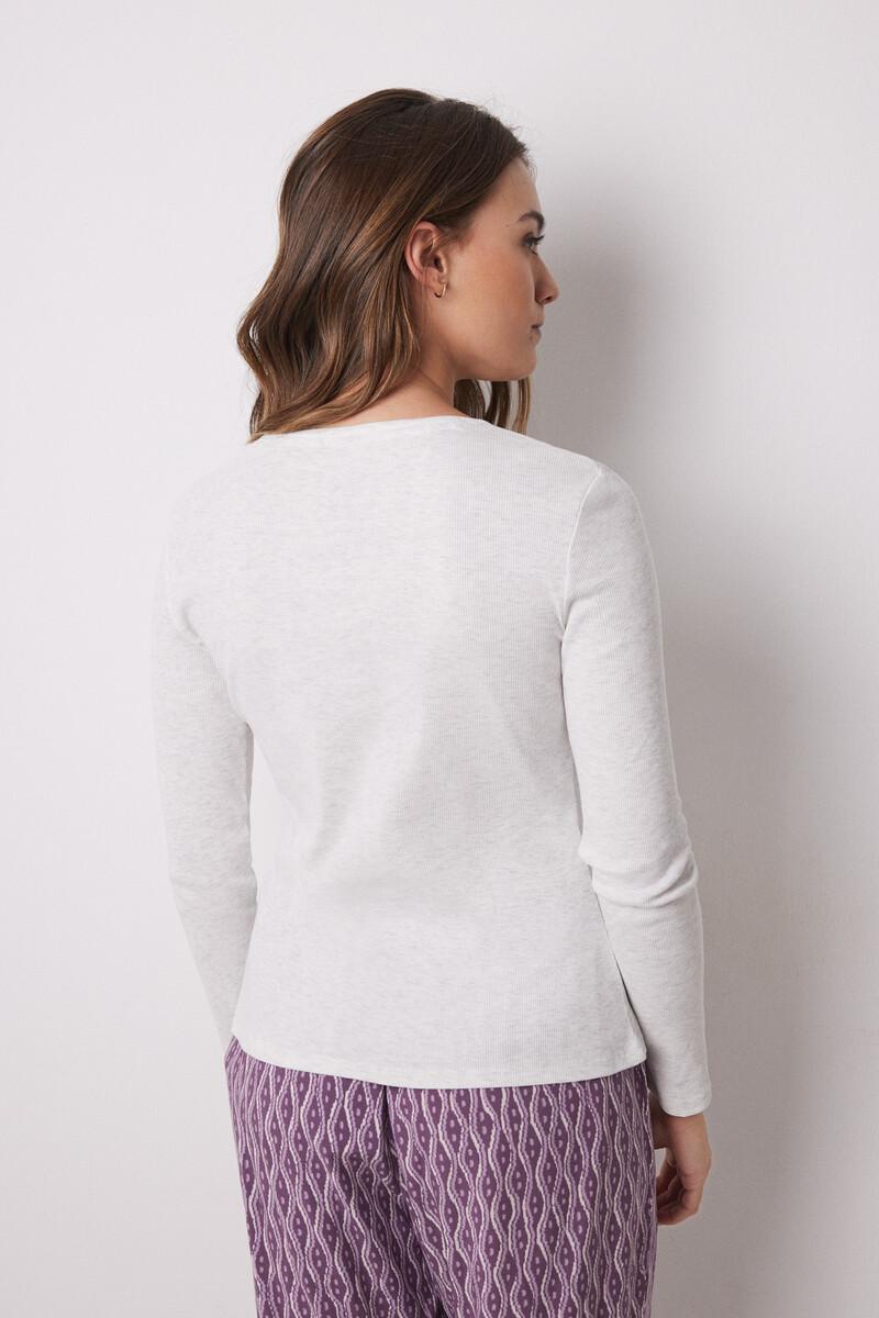 women'secret Camiseta manga larga canalé gris Los más vendidos