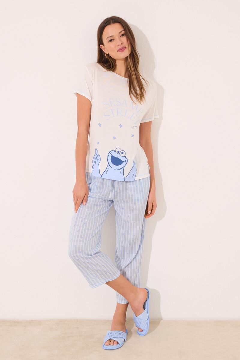 women'secret Pijama viscosa soft touch azul "Barrio Sésamo" Ventas relámpago