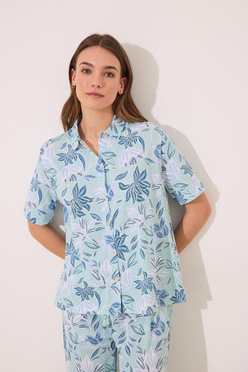 women'secret Pijama camisero Capri 100% algodón flores Tienda