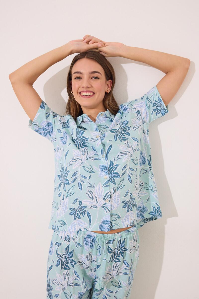 women'secret Pijama camisero Capri 100% algodón flores Tienda