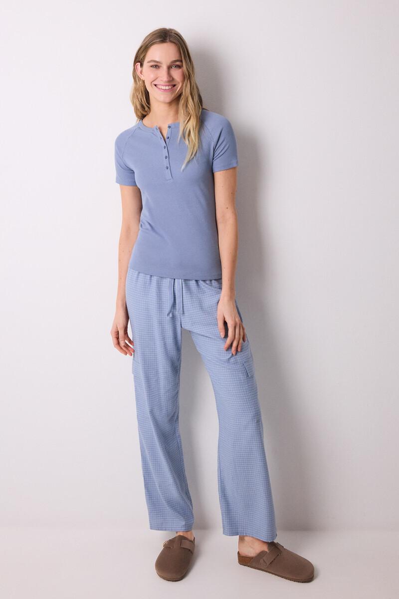 women'secret Camiseta manga corta canalé azul COMPRAR AHORA