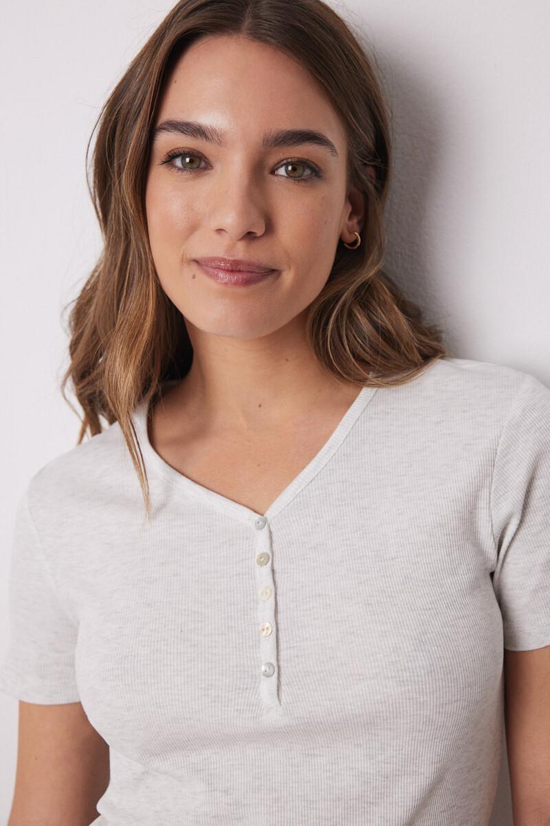 women'secret Camiseta manga corta canalé gris Últimos 2 días