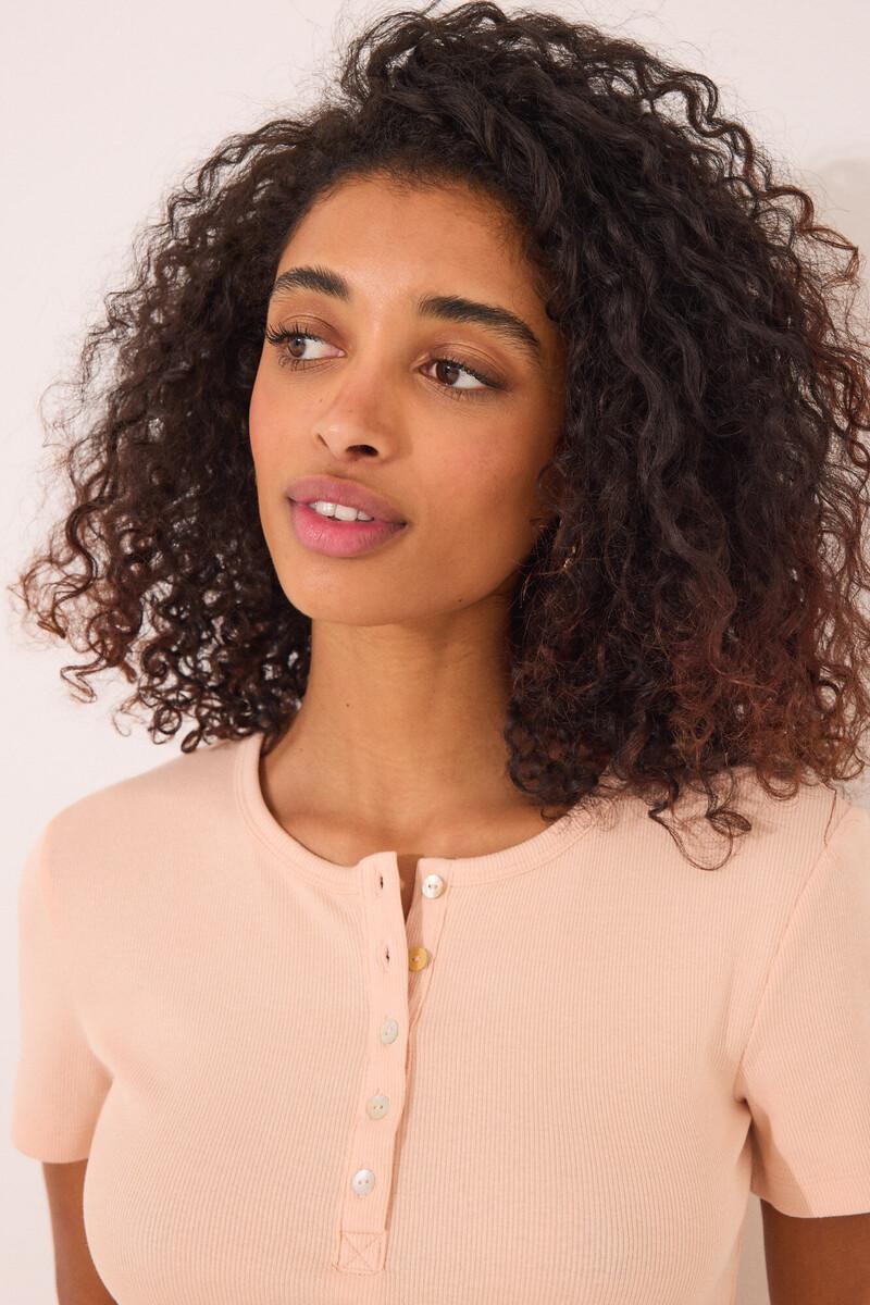 women'secret Camiseta manga corta canalé naranja Promoción por tiempo limitado