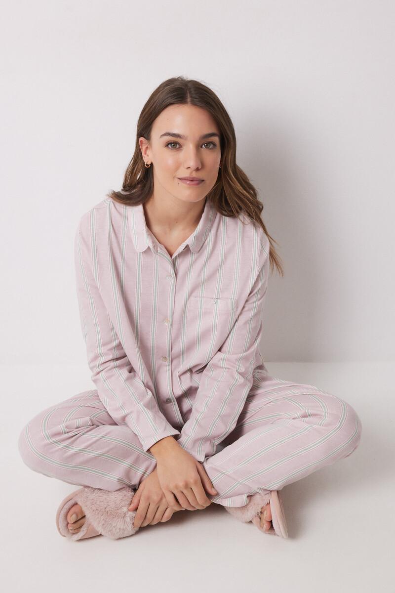 women'secret Pijama camisero largo 100% algodón rayas Solo hoy