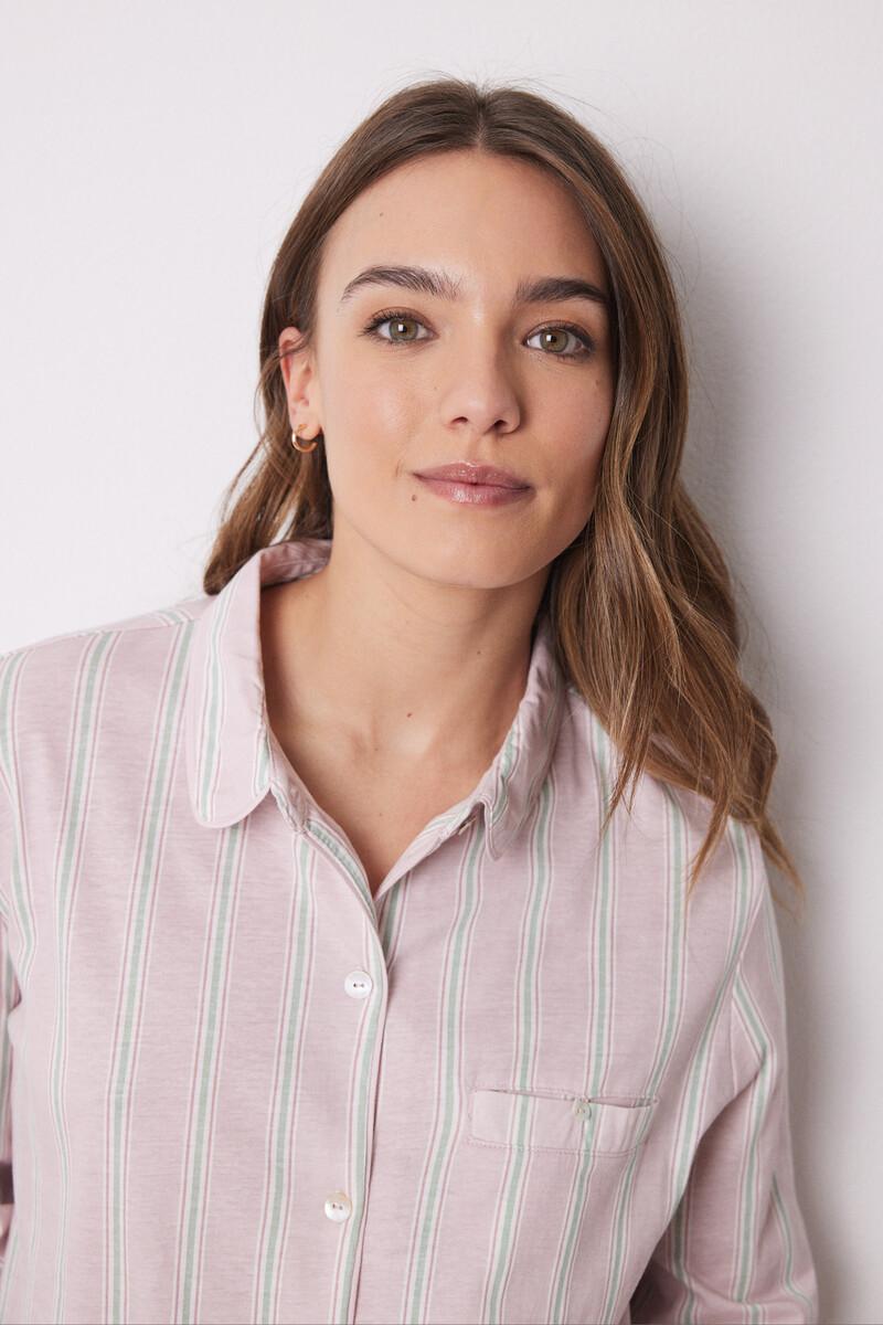 women'secret Pijama camisero largo 100% algodón rayas Solo hoy