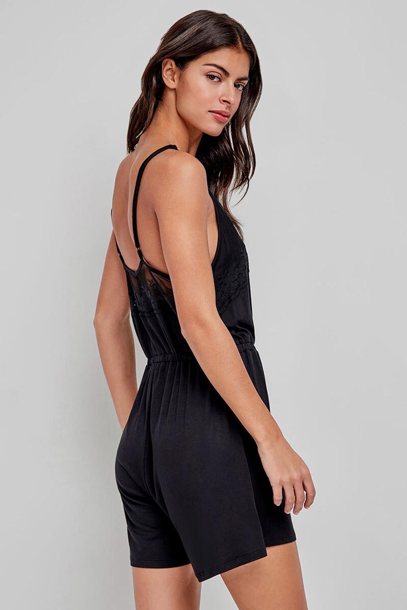 women'secret Mono corto tejido calado negro Liquidación