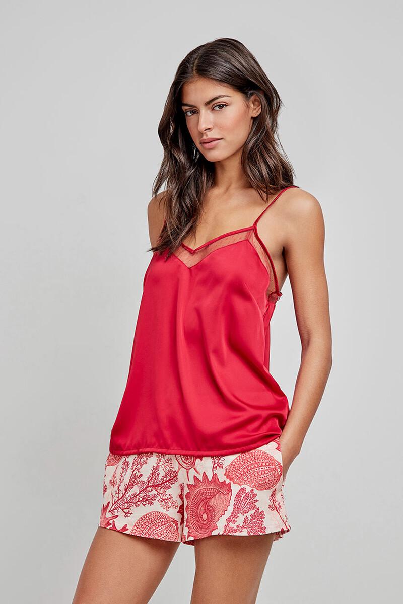 women'secret Camiseta pijama tirantes satinada roja Descuentos del mes