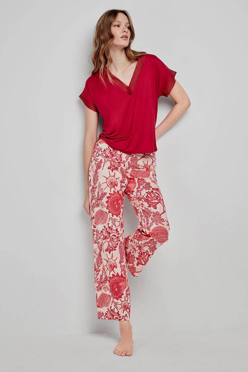 women'secret Camiseta pijama satinada granate Ofertas