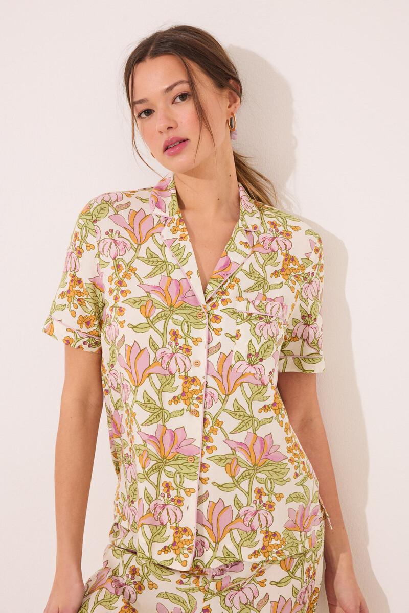 women'secret Pijama camisero viscosa estampado flores