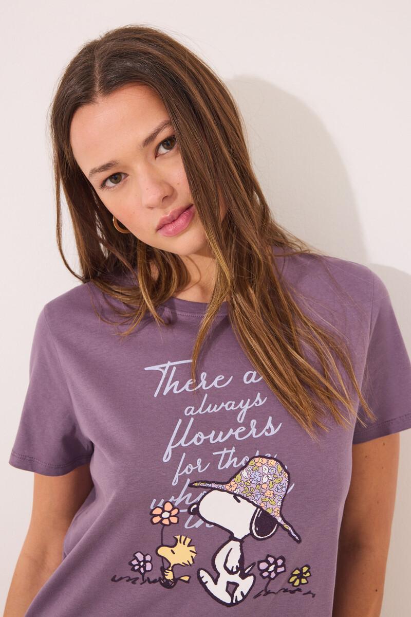 women'secret Camisón midi 100% algodón morado Snoopy Rebajas de fábrica