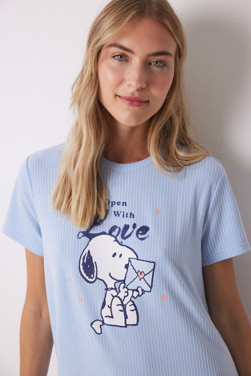 women'secret Camisón midi canalé rayas Snoopy Tienda